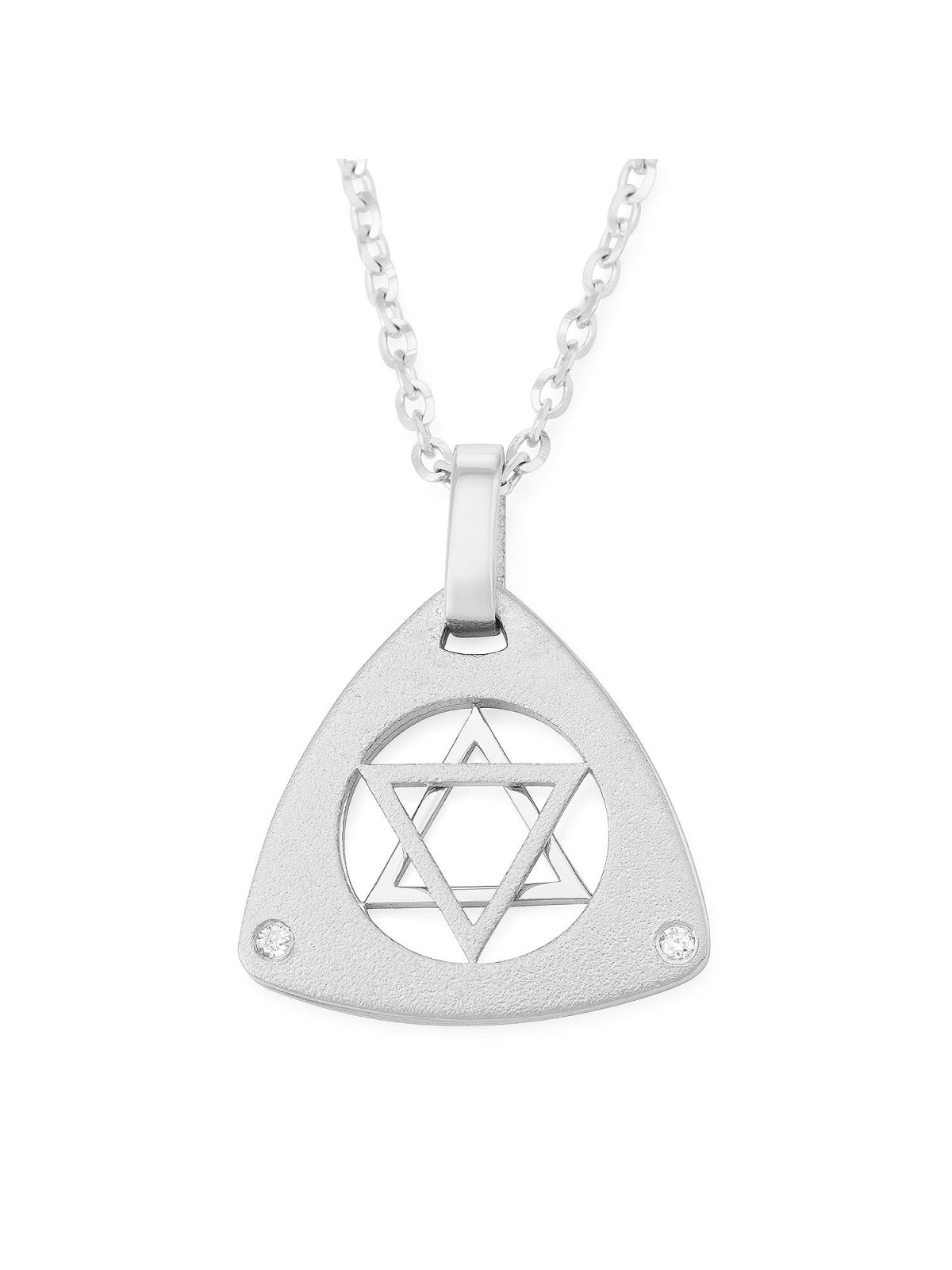 14K Gold Double Triangle Star of David Pendant with Diamonds - Unisex