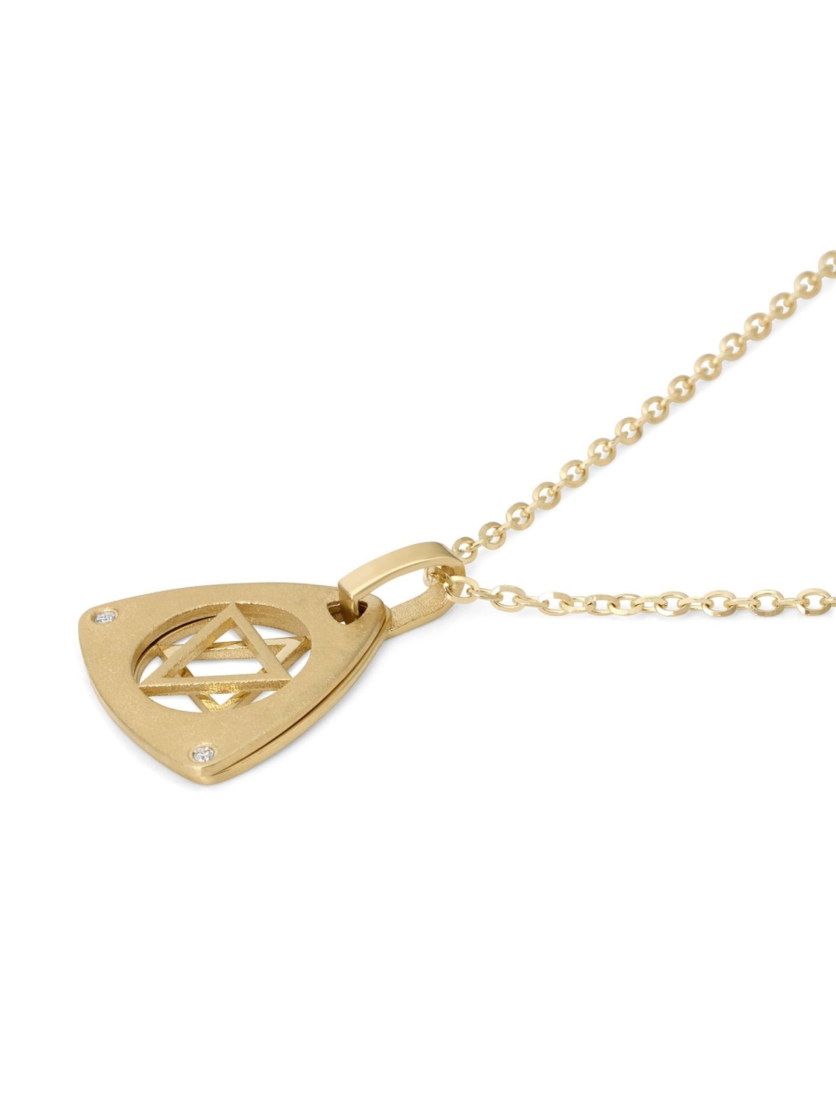 14K Gold Double Triangle Star of David Pendant with Diamonds - Unisex