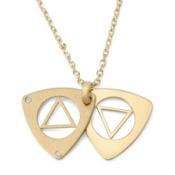 14K Gold Double Triangle Star of David Pendant with Diamonds - Unisex