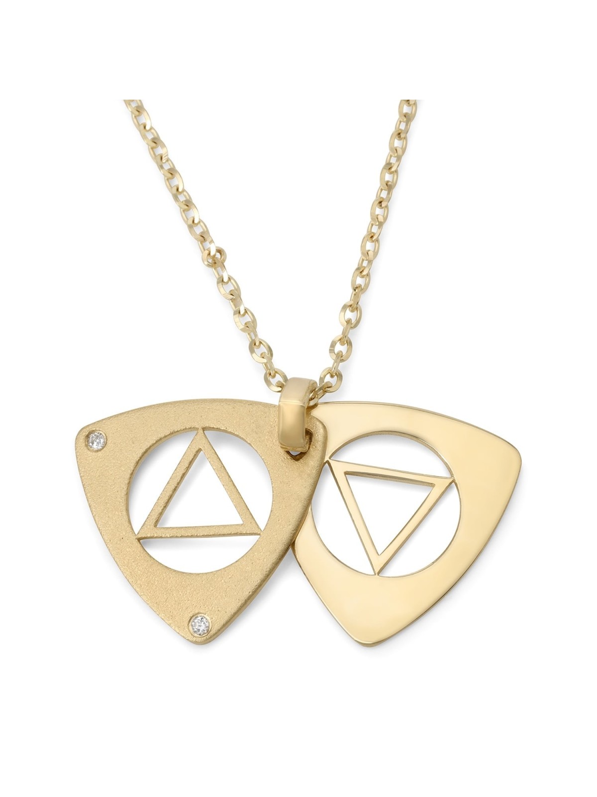 14K Gold Double Triangle Star of David Pendant with Diamonds - Unisex