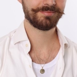 Round 14K Gold Unisex Chai Pendant - Color Option