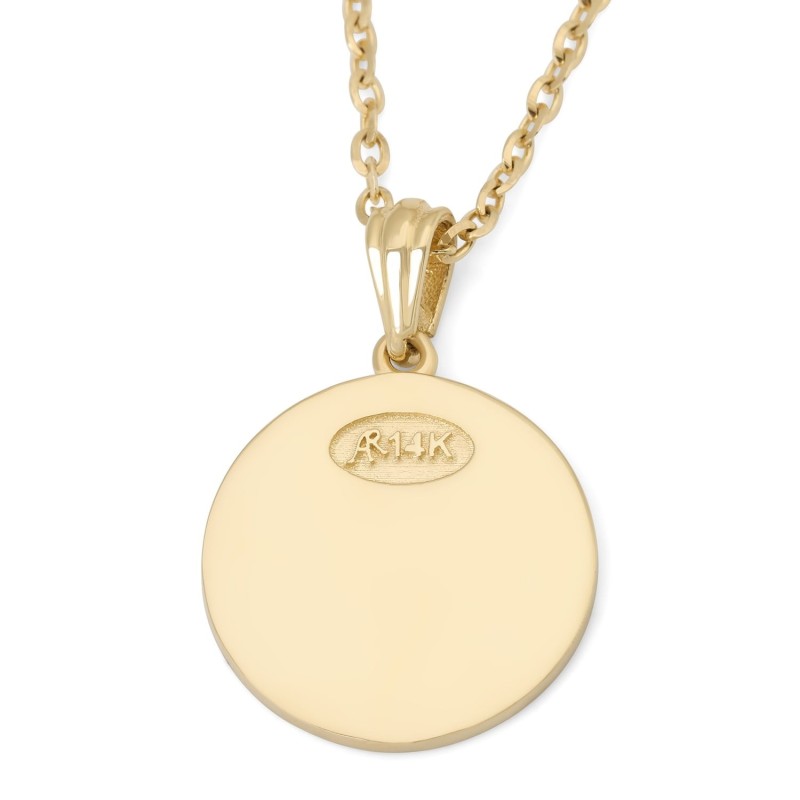 Pendentif Chai unisexe rond en or 14 carats - Option couleur