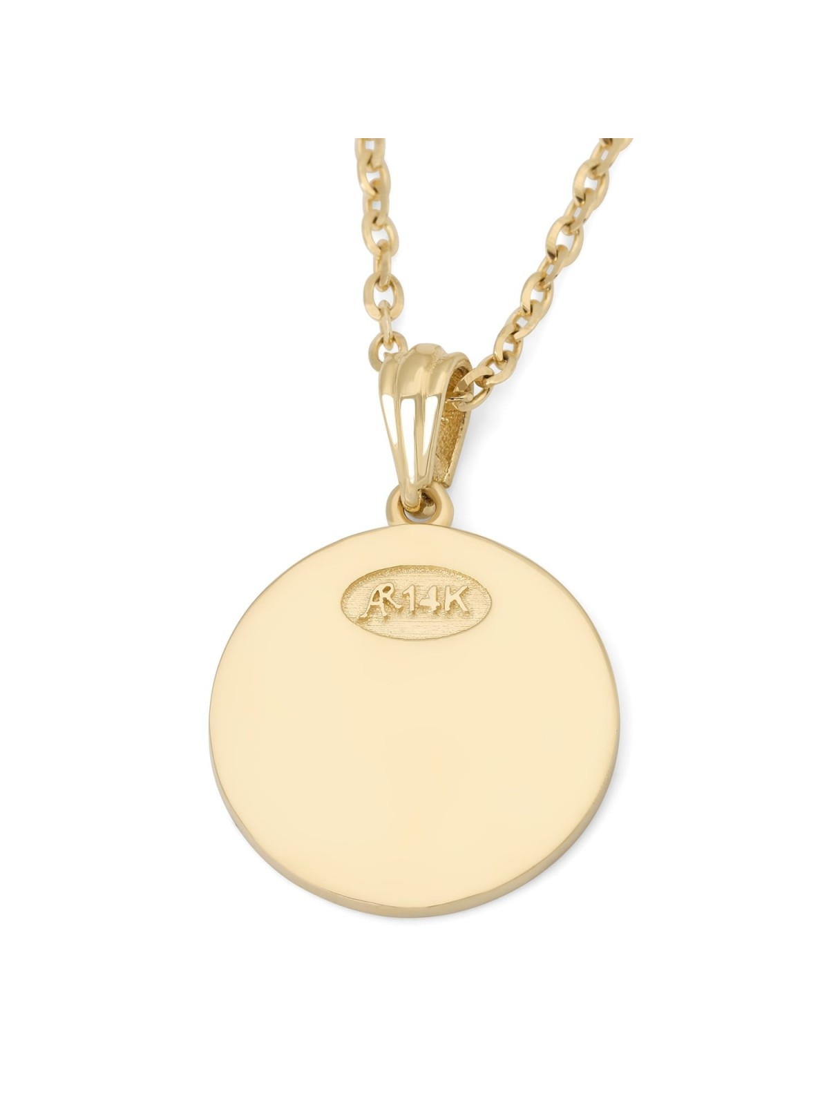 Round 14K Gold Unisex Chai Pendant - Color Option