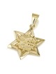 14K Gold Star of David Pendant with Indented Jerusalem Relief