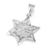 14K Gold Star of David Pendant with Indented Jerusalem Relief