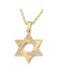 Pendentif étoile de David bombé en or 14 carats avec triangle serti de diamants - Y