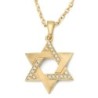 14K Gold Domed Star of David Pendant with Diamond Studded Triangle - Y