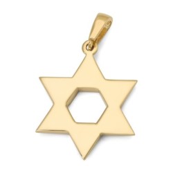 14K Gold Domed Star of David Pendant with Diamond Studded Triangle - Y