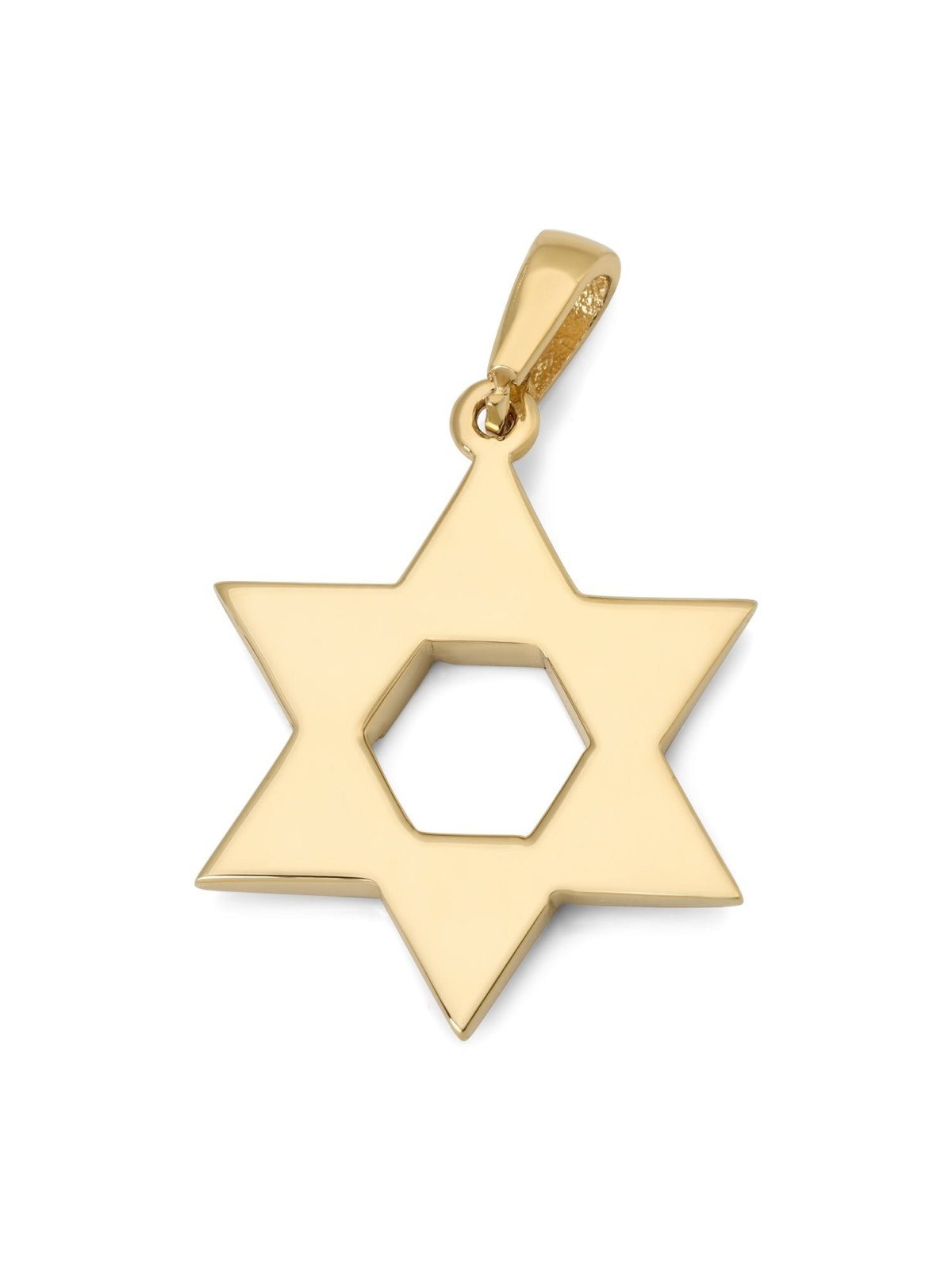 14K Gold Domed Star of David Pendant with Diamond Studded Triangle - Y