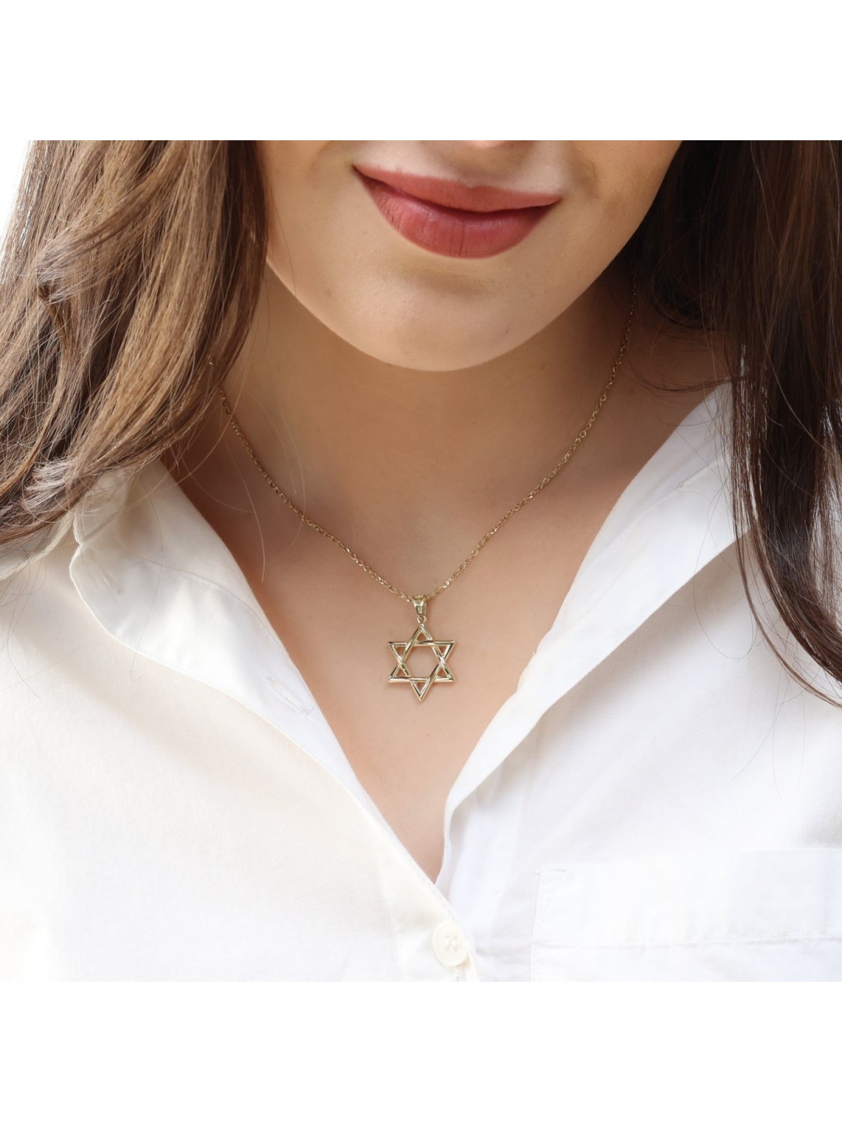 Luxurious 14K Gold Star of David Pendant Necklace - Yellow or White Go
