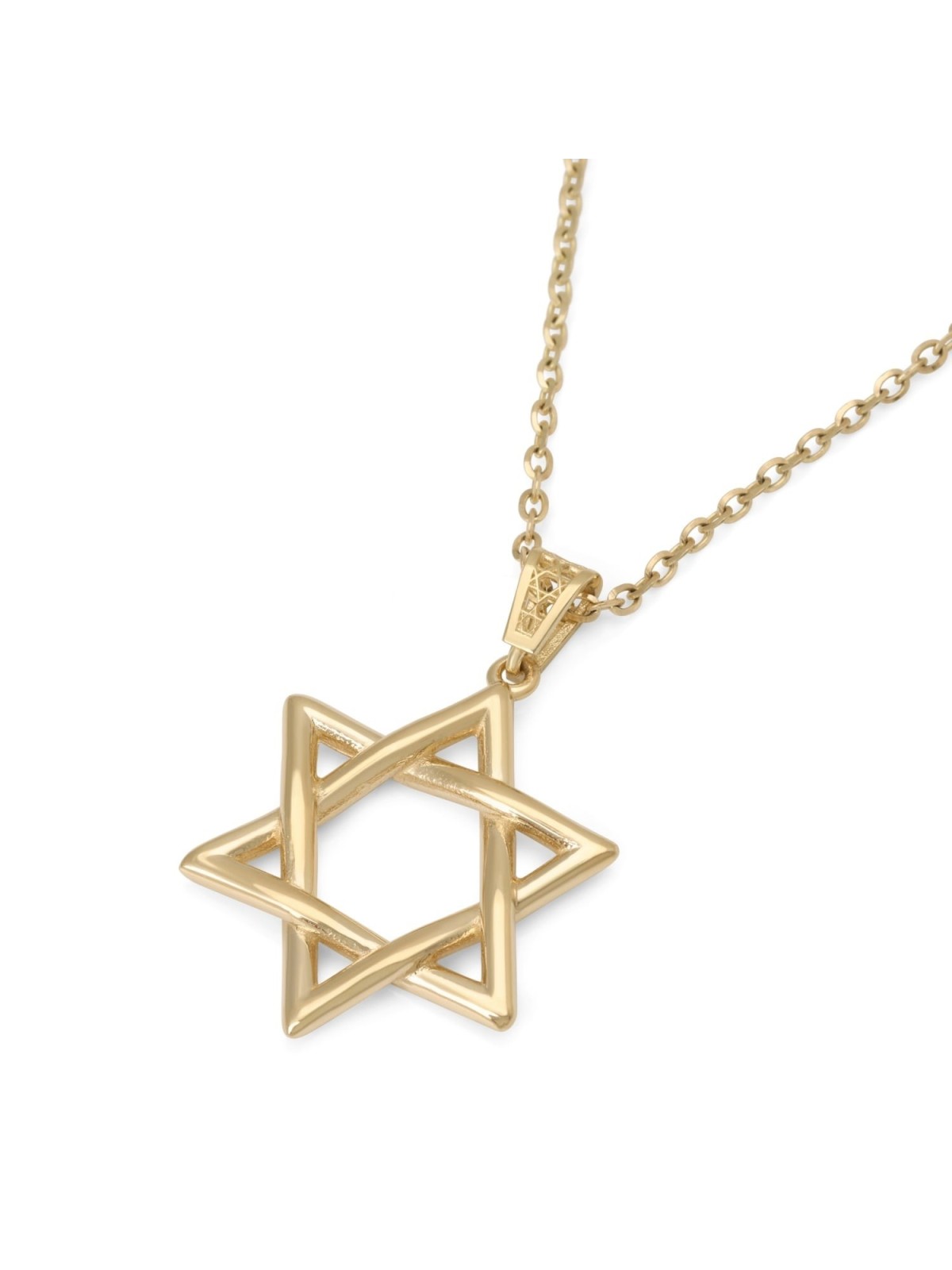 Luxueux collier pendentif étoile de David en or 14 carats - Jaune ou blanc Go