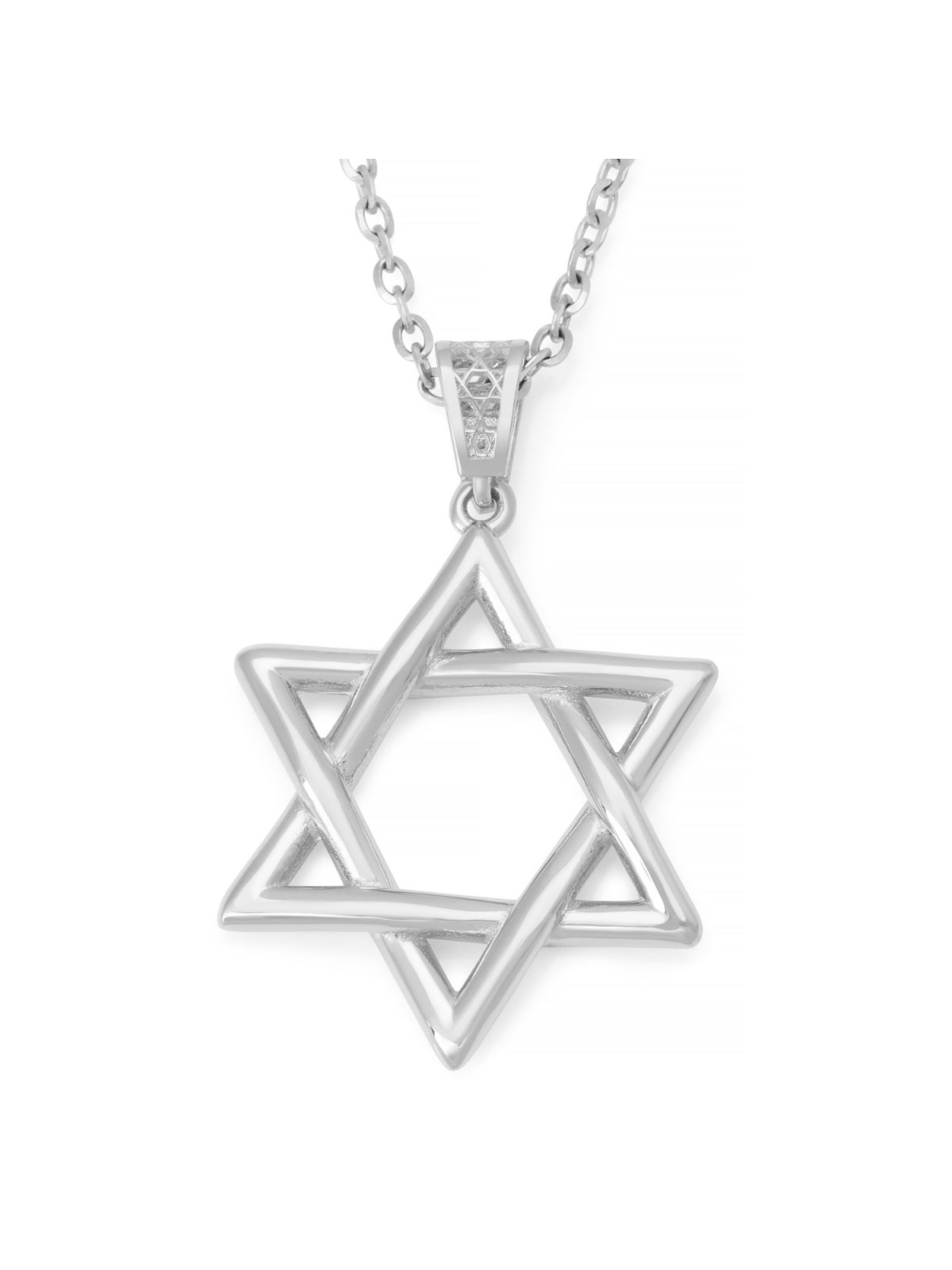 Luxueux collier pendentif étoile de David en or 14 carats - Jaune ou blanc Go