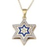 49-Diamond 14K Gold Star of David Pendant Necklace with Enamel