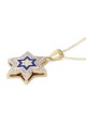 49-Diamond 14K Gold Star of David Pendant Necklace with Enamel