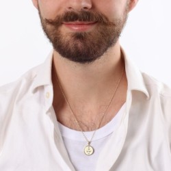 14K Gold Am Yisrael Chai Unisex Pendant Necklace with Star of David