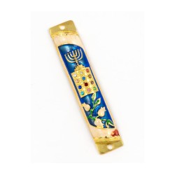 Rounded Mezuzah Case with Hoshen Breastplate an... | Jerusalem Mezuzah