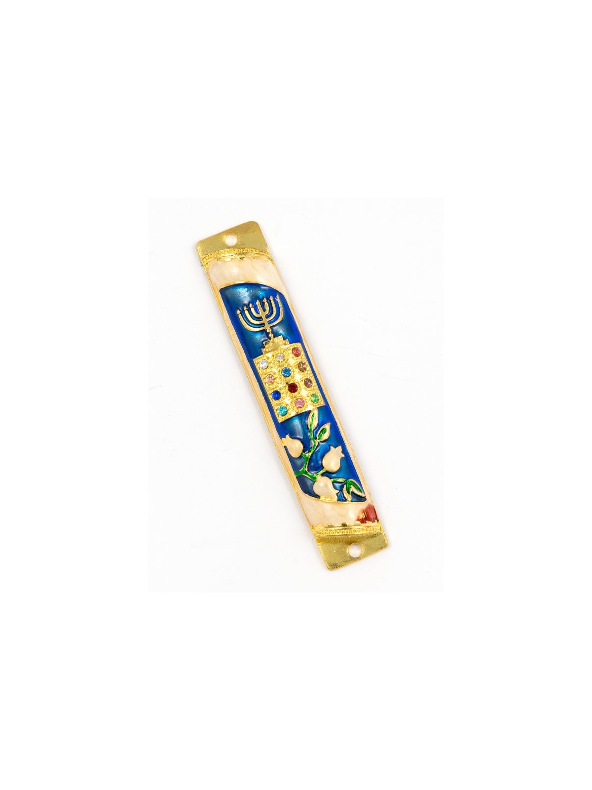 Rounded Mezuzah Case with Hoshen Breastplate an... | Jerusalem Mezuzah