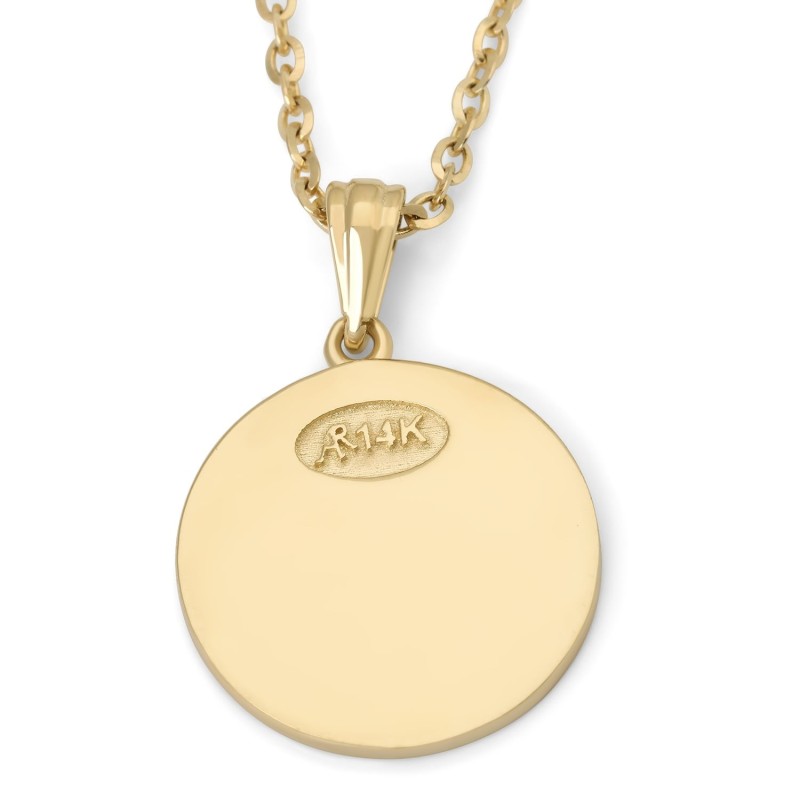 Collier pendentif unisexe Am Yisrael Chai en or 14 carats avec étoile de David