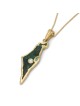 14K Gold and Eilat Stone Map of Israel Pendant with Single Diamond