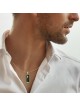Pendentif Mezouza en or jaune 14 carats et pierre d'Eilat avec tibia - Unisexe