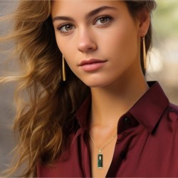 14K Yellow Gold and Eilat Stone Mezuzah Pendant with Shin - Unisex