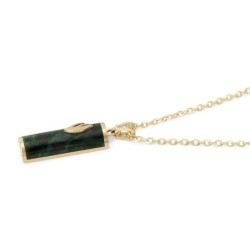 14K Yellow Gold and Eilat Stone Mezuzah Pendant with Shin - Unisex