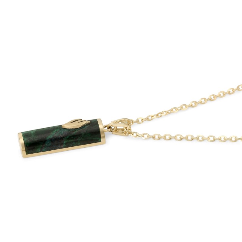 Pendentif Mezouza en or jaune 14 carats et pierre d'Eilat avec tibia - Unisexe