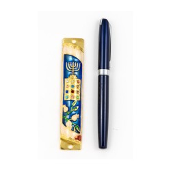 Rounded Mezuzah Case with Hoshen Breastplate an... | Jerusalem Mezuzah