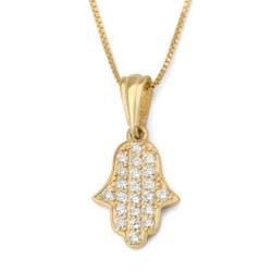 14K Gold Women's Diamond Studded Hamsa Pendant