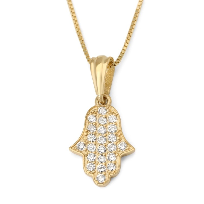 14K Gold Women's Diamond Studded Hamsa Pendant