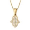 14K Gold Women's Diamond Studded Hamsa Pendant