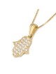 14K Gold Women's Diamond Studded Hamsa Pendant