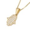 14K Gold Women's Diamond Studded Hamsa Pendant