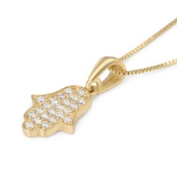 14K Gold Women's Diamond Studded Hamsa Pendant