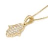 14K Gold Women's Diamond Studded Hamsa Pendant