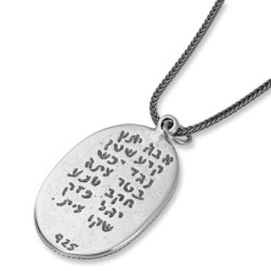 Ana Bekoach: Oval Silver Pendant Necklace with Star of David