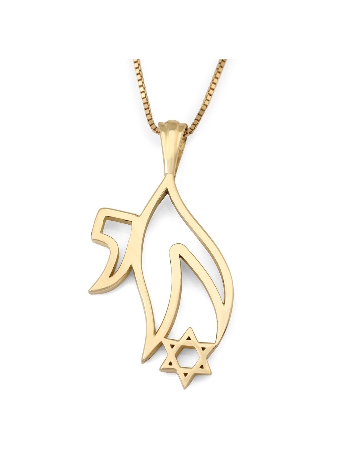 14K Gold Chai and Star of David Unisex Pendant - Yellow or White Gold