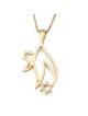 Pendentif unisexe Chai et étoile de David en or 14 carats - Or jaune ou blanc