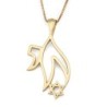 14K Gold Chai and Star of David Unisex Pendant - Yellow or White Gold