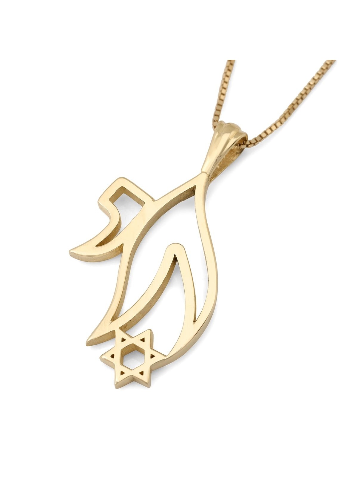 14K Gold Chai and Star of David Unisex Pendant - Yellow or White Gold