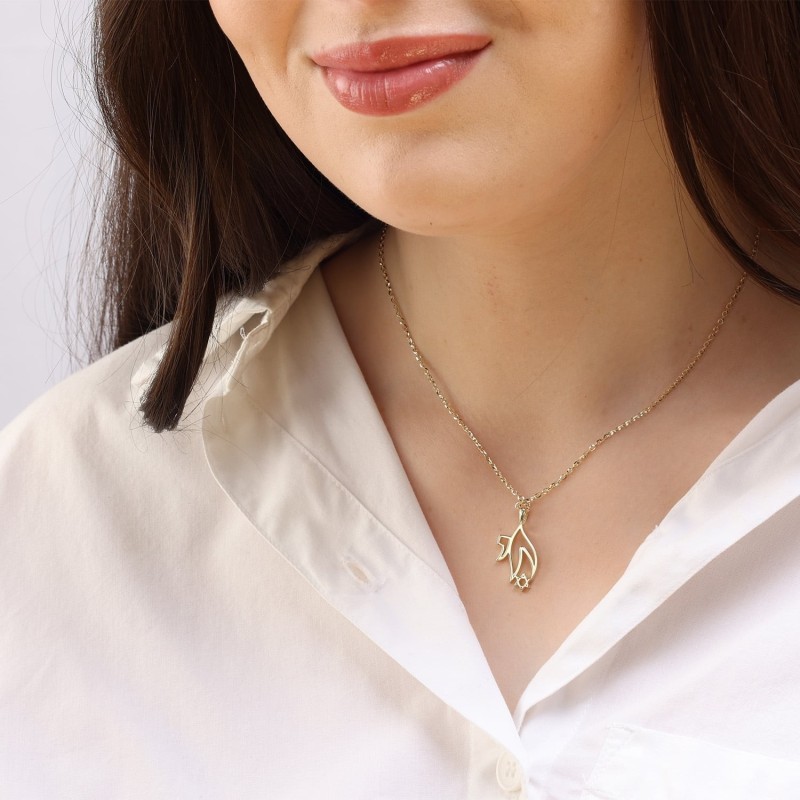 Pendentif unisexe Chai et étoile de David en or 14 carats - Or jaune ou blanc