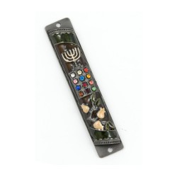 Rounded Mezuzah Case with Colorful Hoshen Breas... | Jerusalem Mezuzah