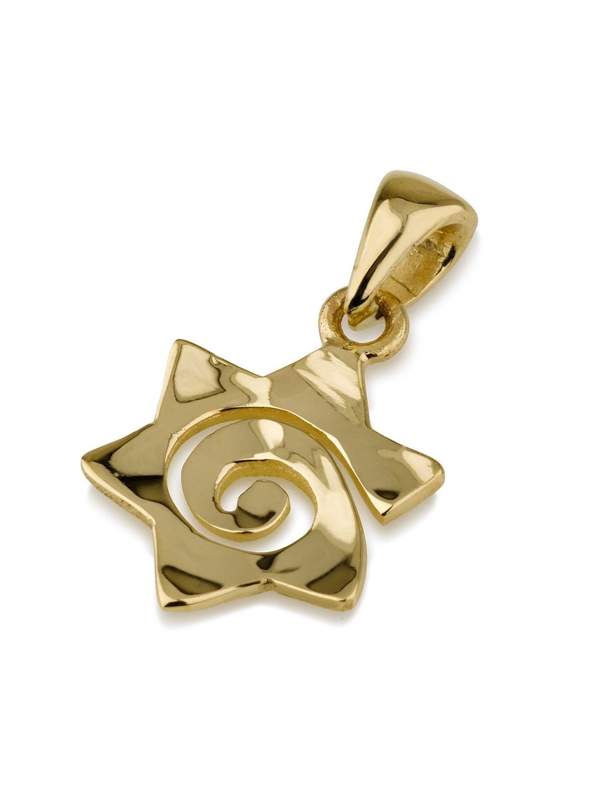 14K Gold Spiral Star of David Pendant Necklace - Yellow or White Gold