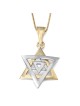 Collier pendentif étoile de David à double dôme en or jaune et blanc 14 carats