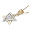 14K Yellow and White Gold Double Domed Star of David Pendant Necklace