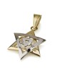 14K Yellow and White Gold Double Domed Star of David Pendant Necklace