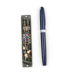 Rounded Mezuzah Case with Colorful Hoshen Breas... | Jerusalem Mezuzah
