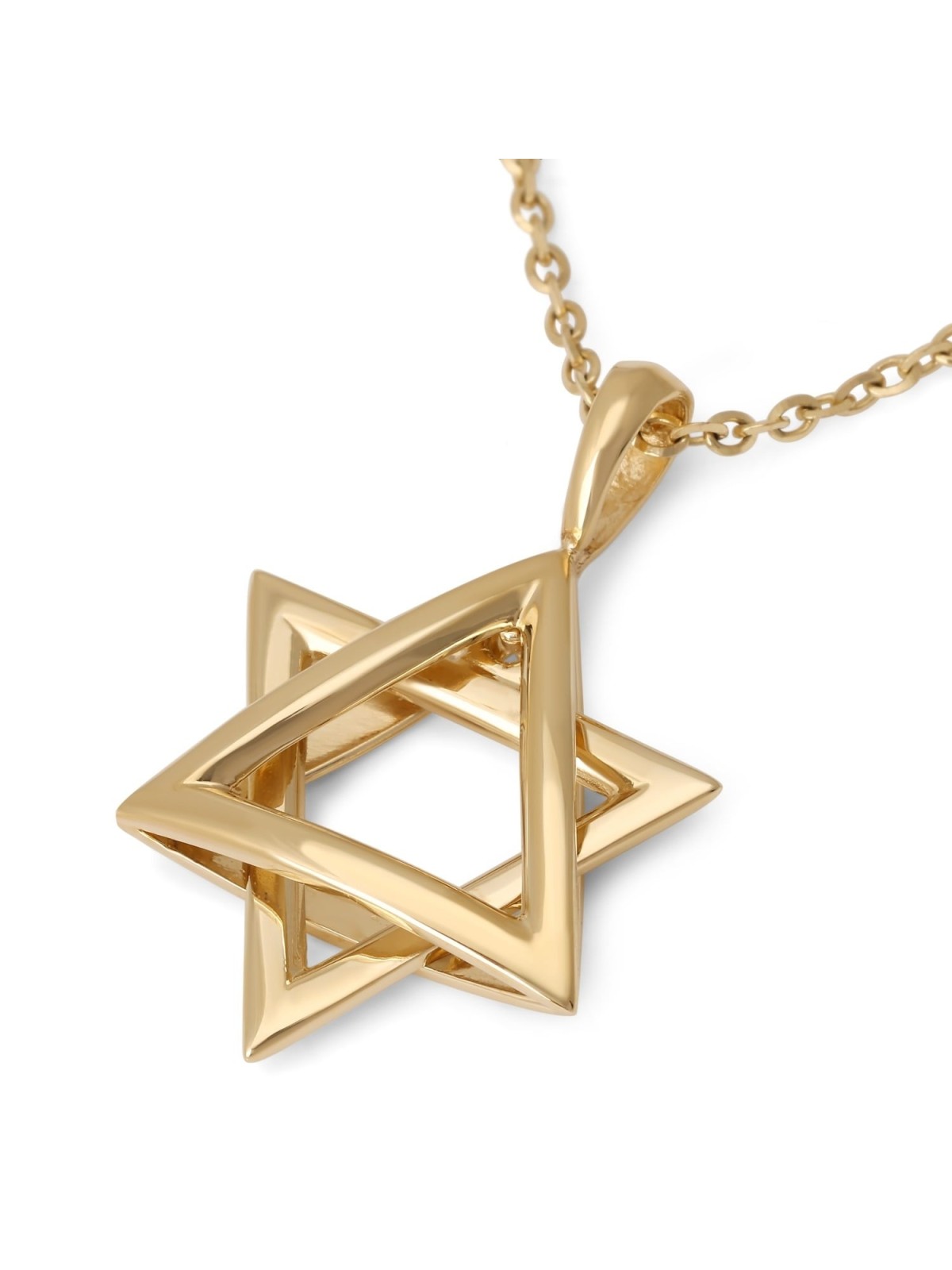 14K Gold Dangling Star of David Pendant - Color Option