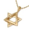 14K Gold Dangling Star of David Pendant - Color Option