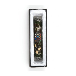 Rounded Mezuzah Case with Colorful Hoshen Breas... | Jerusalem Mezuzah